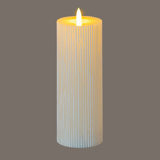 Luxe Collection Natural Glow 3x8 Textured Ribbed LED Candle