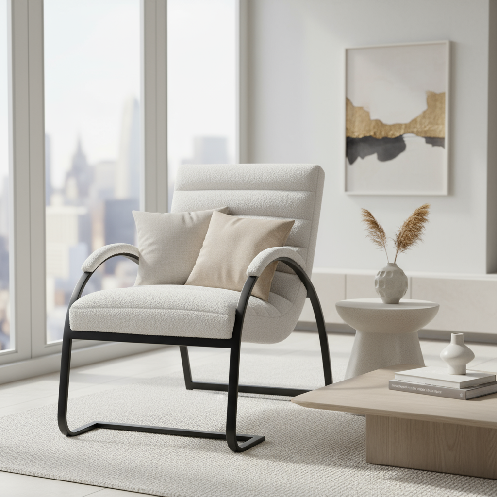 Boucle Ribbed Ark Chair