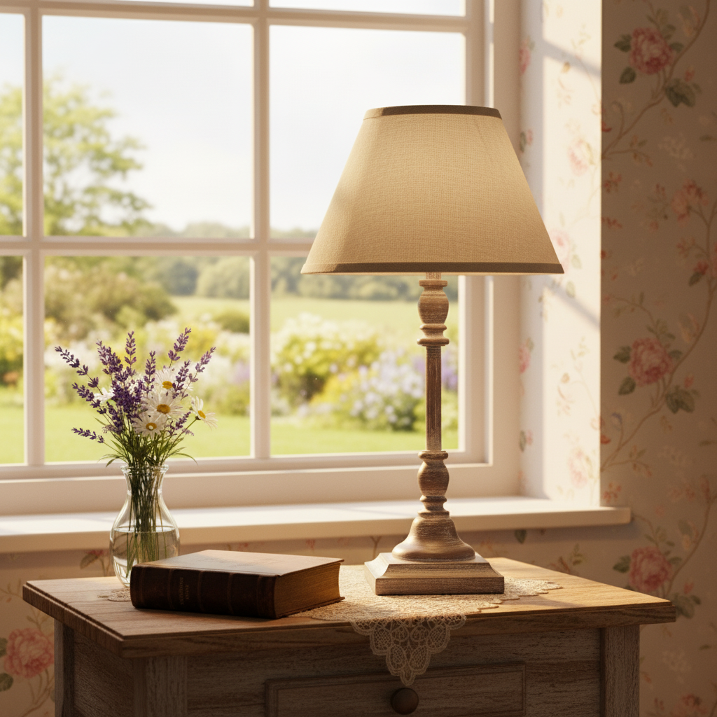 Antia Stem Table Lamp With Linen Shade