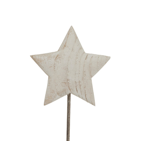 Whitewashed Rustic Star On Stand