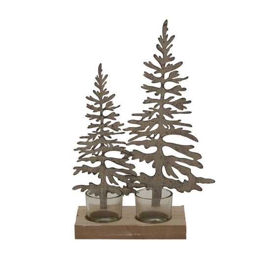 Rustic Double Silhouette Trees On Stand