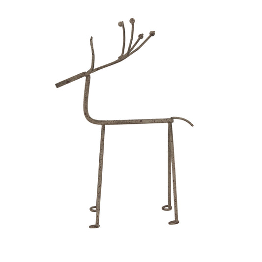 Rustic Metal Reindeer On Stand