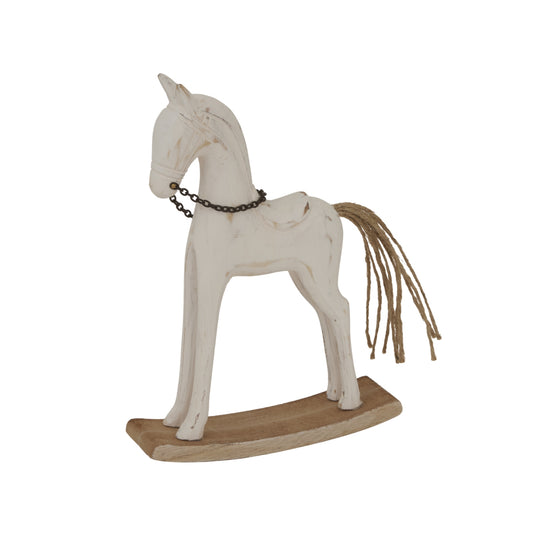 Whitewashed Rustic Rocking Horse