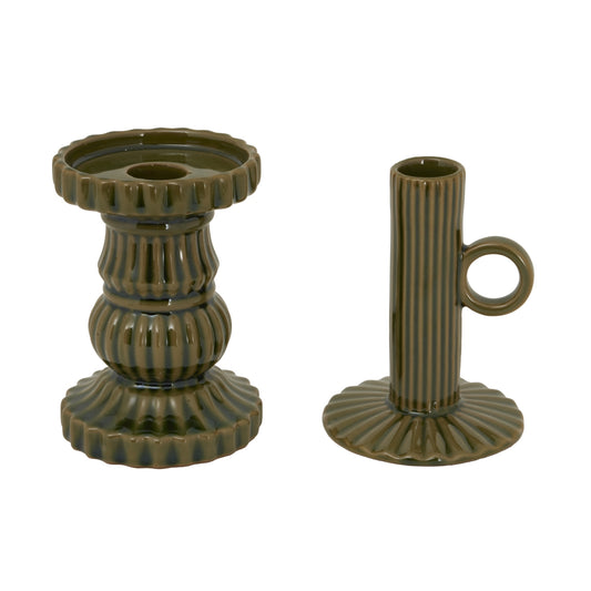 Alora Olive Ceramic Pillar Candle Holder