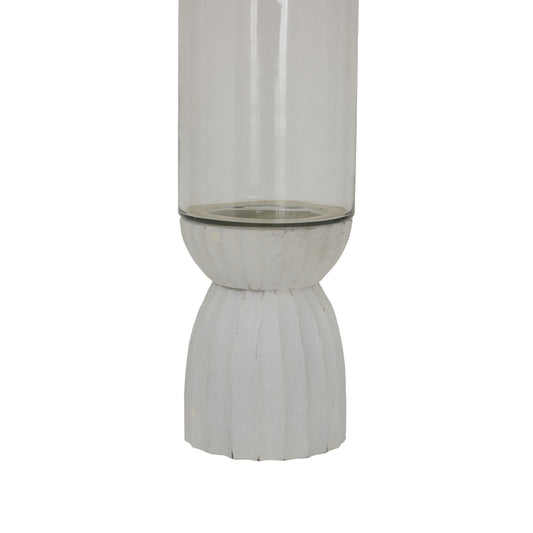 White Carved Hurricane Lantern