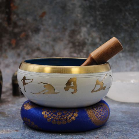 Lrg Yoga Moves Singing Bowl Set- White Blue 14cm