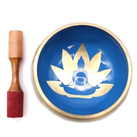Lrg Yoga Moves Singing Bowl Set- White Blue 14cm