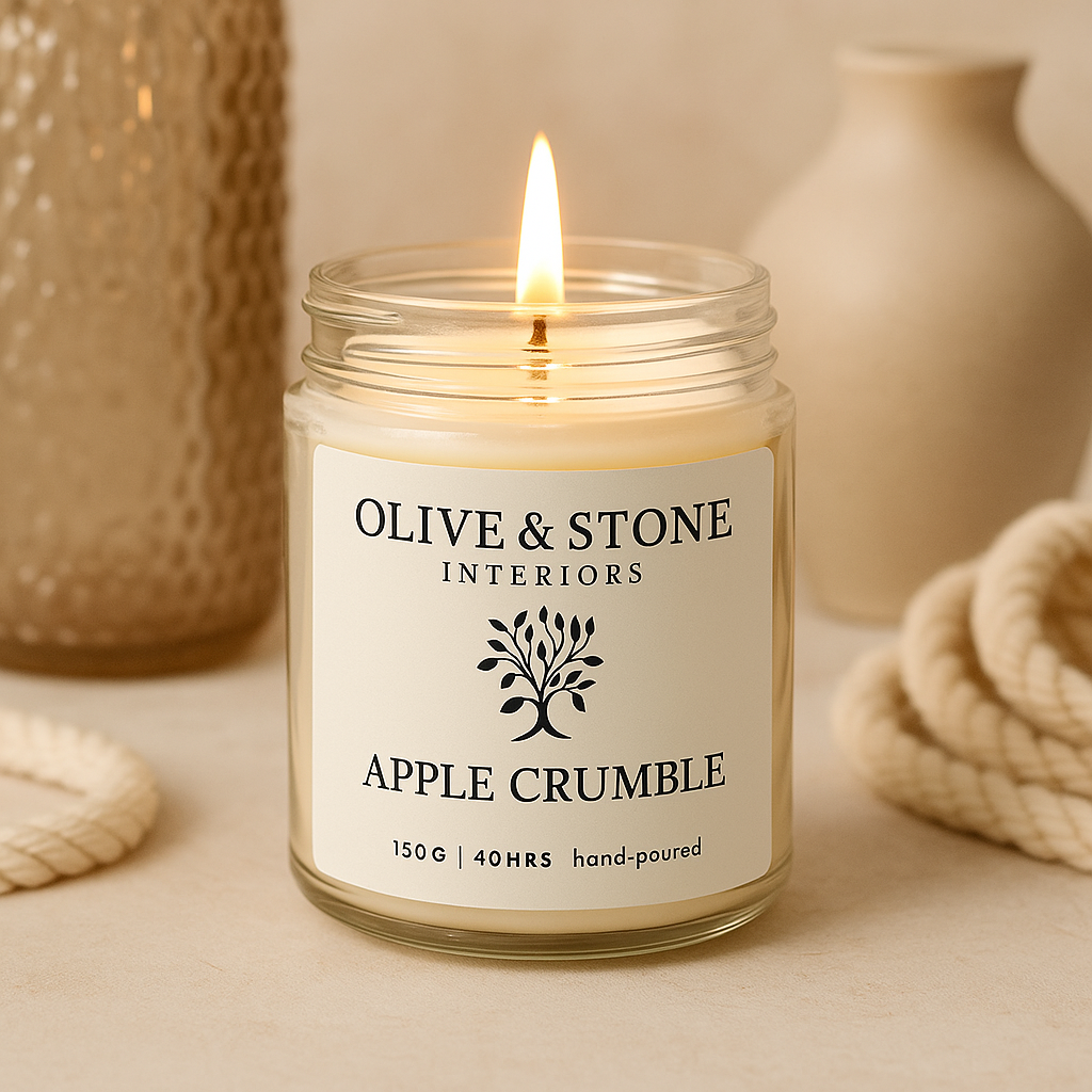 Olive & Stone | Natural Soy Wax Candle - Clear Glass