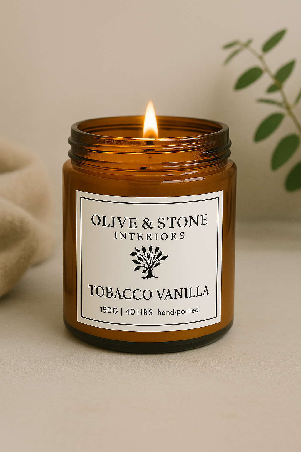 Olive & Stone | Natural Soy Wax Candle - Amber