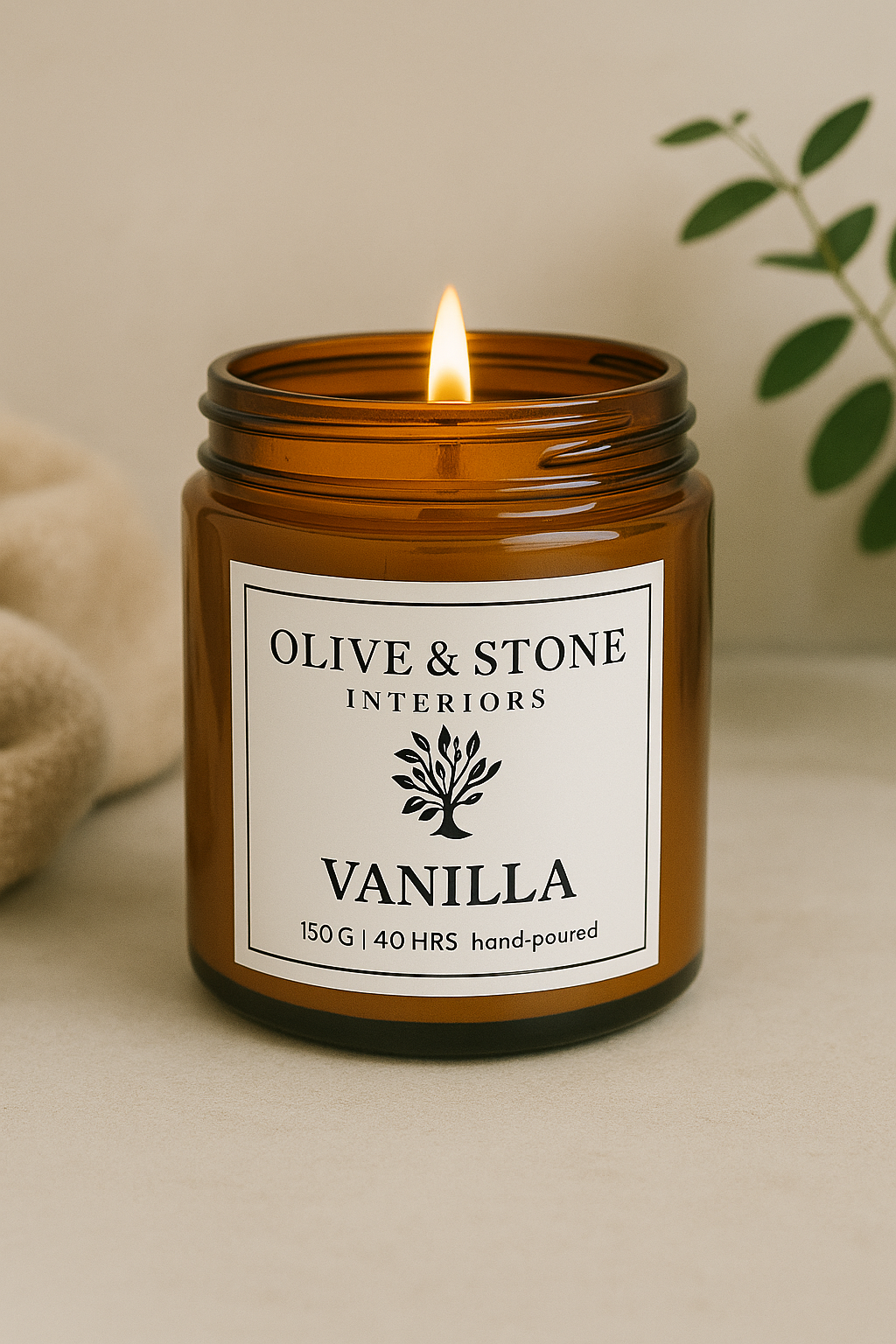 Olive & Stone | Natural Soy Wax Candle - Amber
