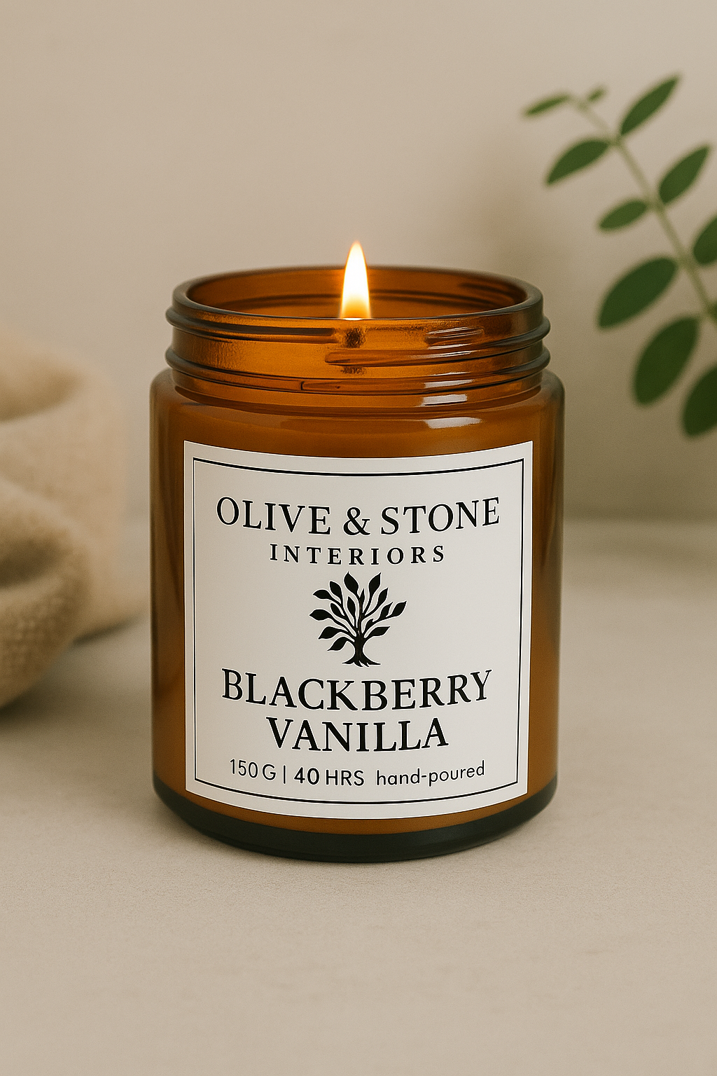 Olive & Stone | Natural Soy Wax Candle - Amber