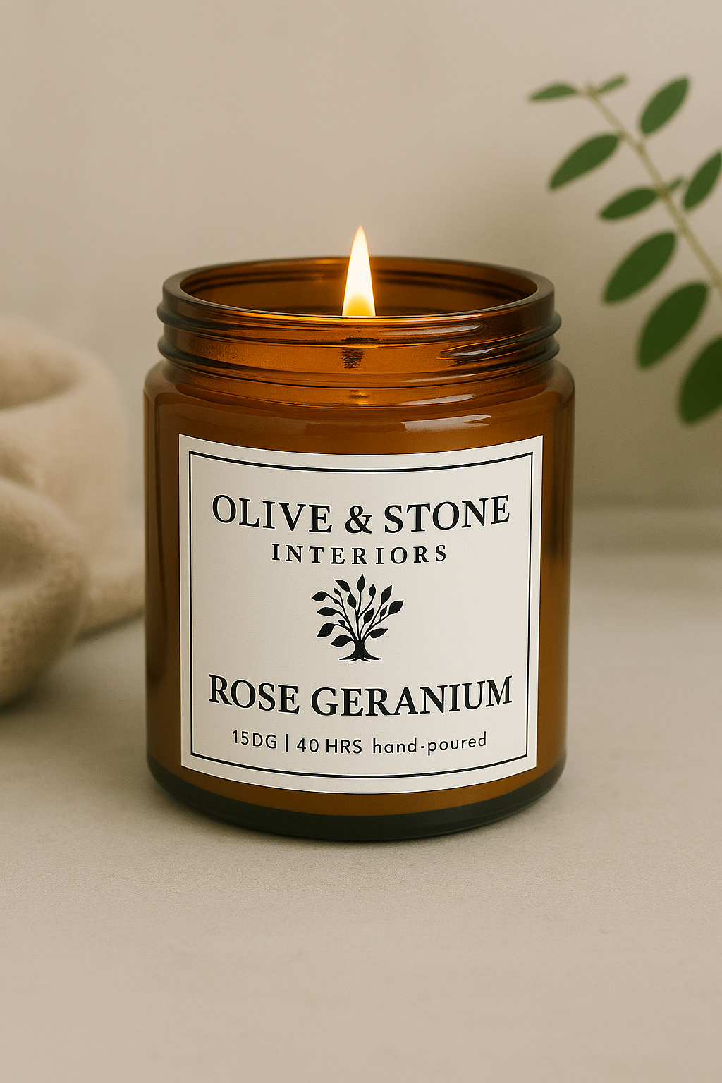 Olive & Stone | Natural Soy Wax Candle - Amber