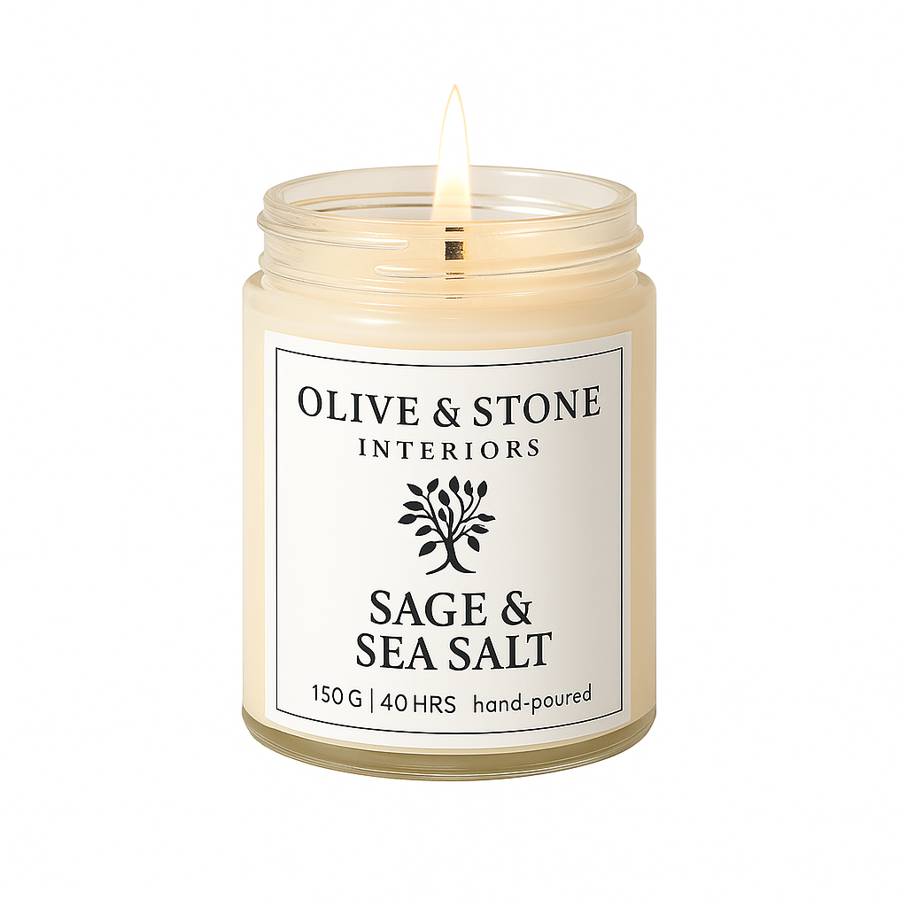 Olive & Stone | Natural Soy Wax Candle - Clear Glass