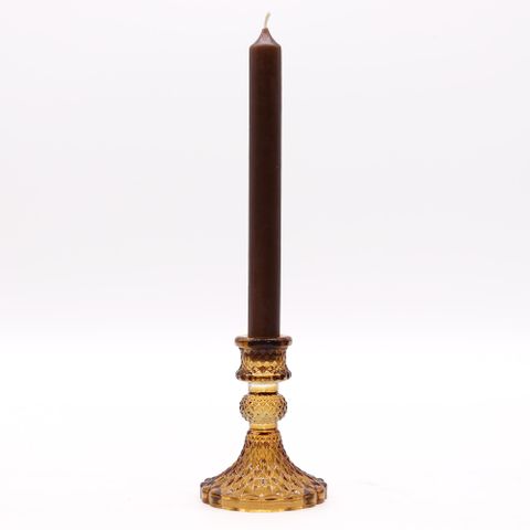 Vintage Dinner Candle Holder - Antique Amber