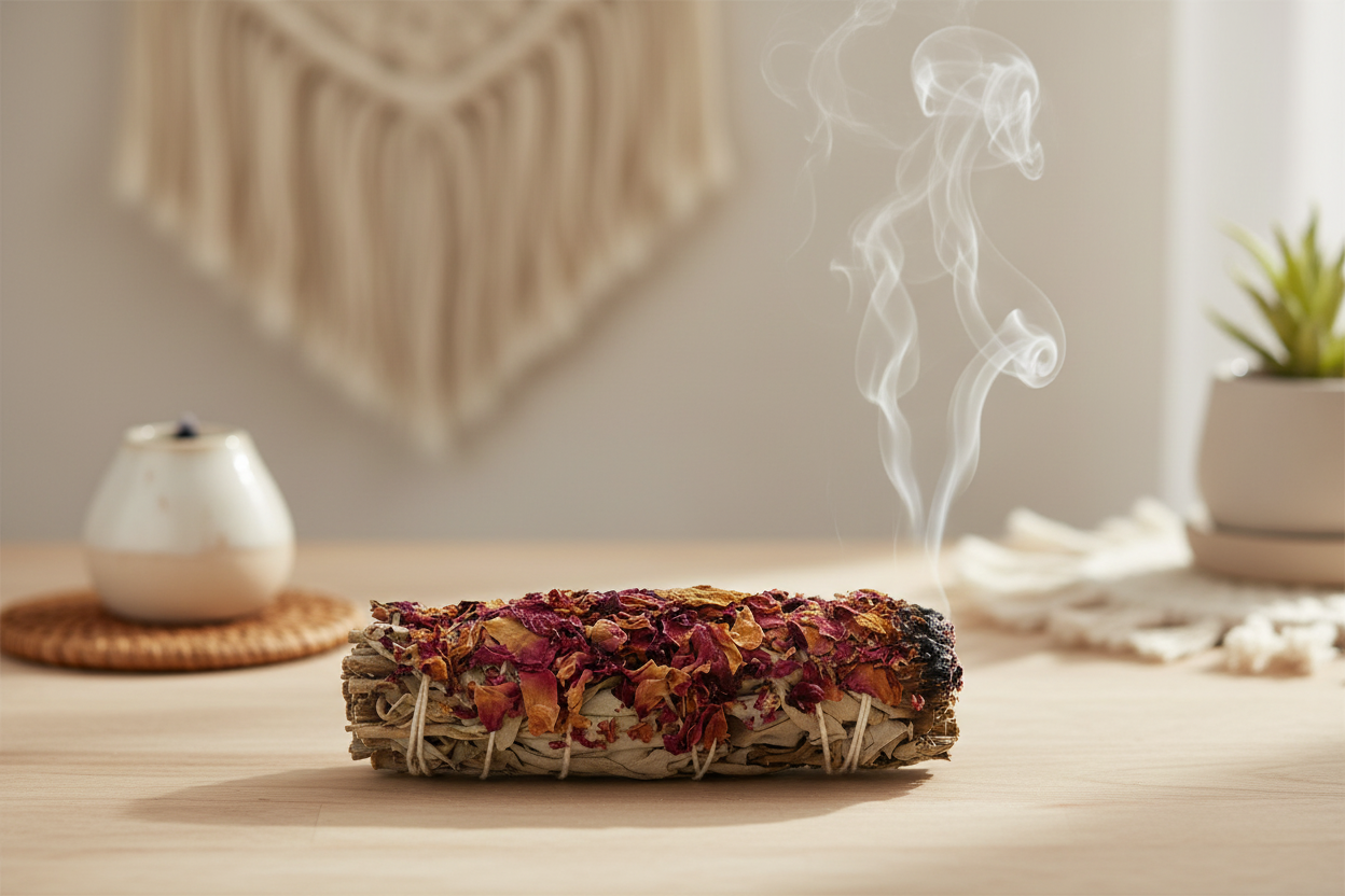 Smudge Stick - White Sage and Castile Rose