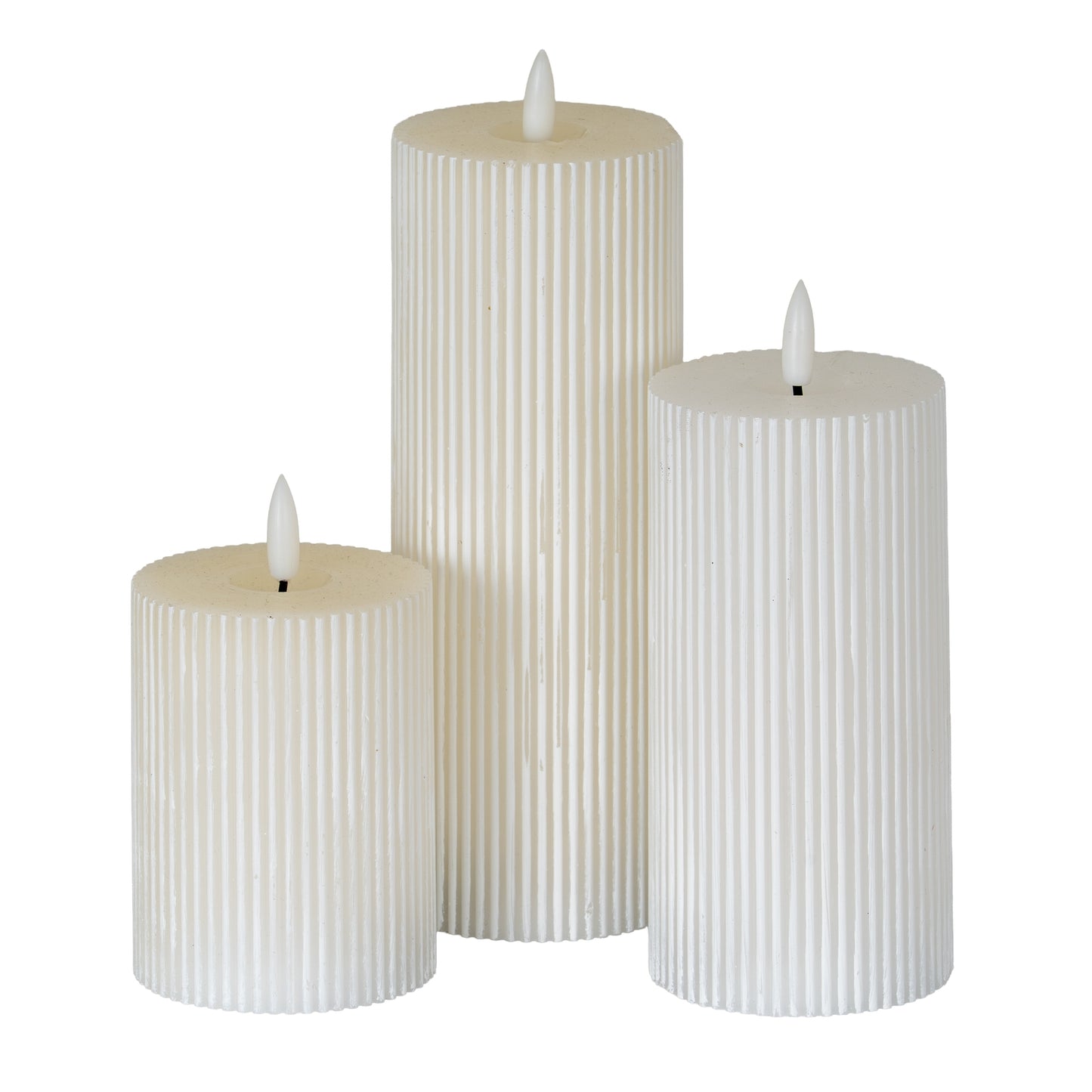 Luxe Collection Natural Glow 3x8 Textured Ribbed LED Candle