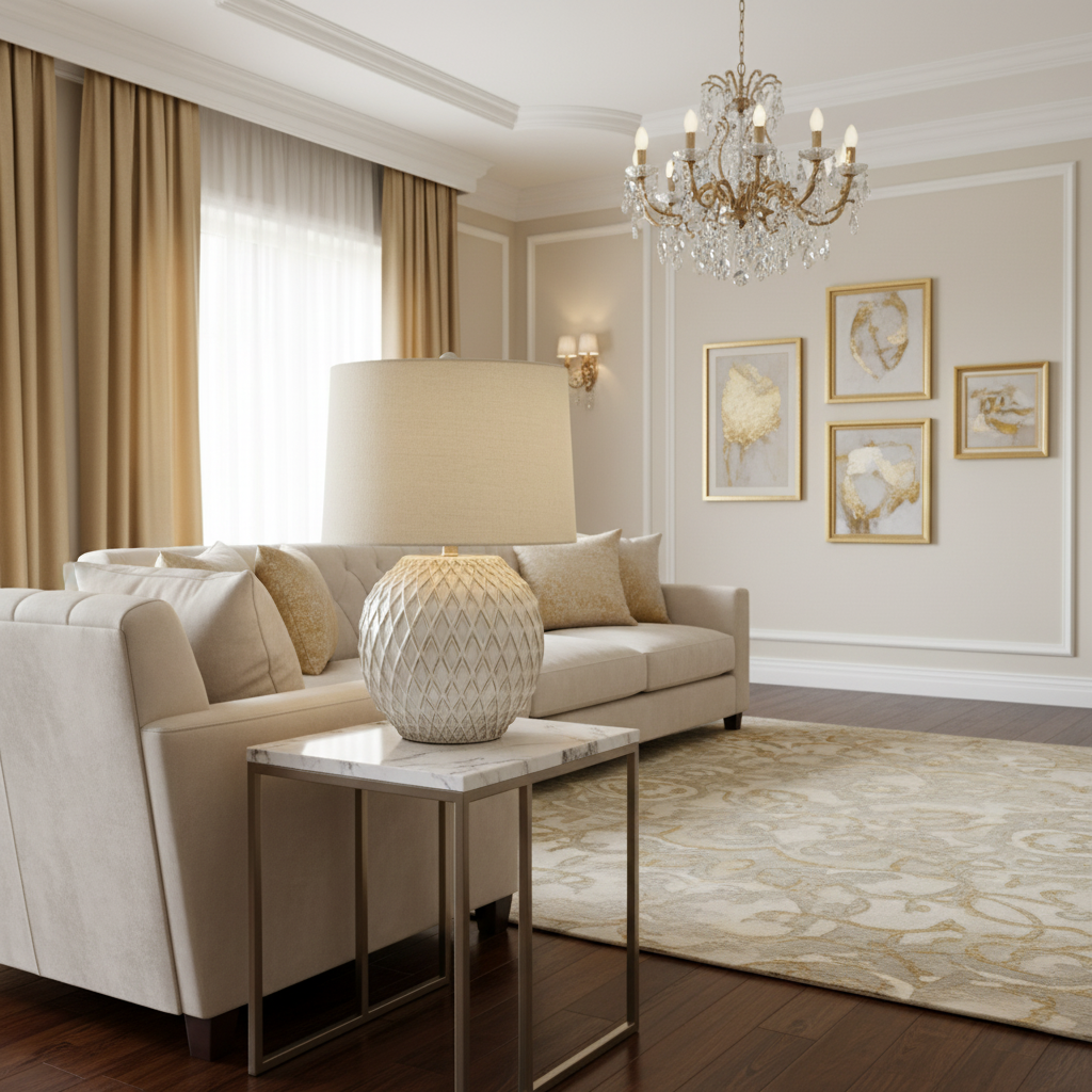 Lattice Ceramic Table Lamp With Linen Shade