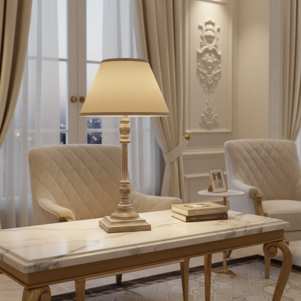 Antia Stem Table Lamp With Linen Shade