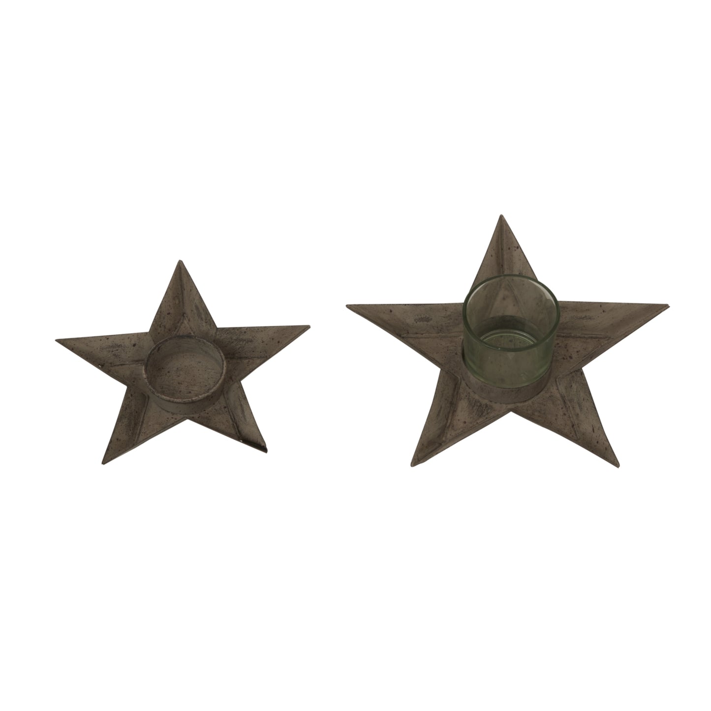 Rustic Metal Star Tealight With Glass Votive