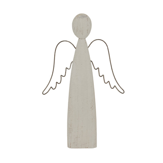 Large Whitewashed Rustic Standing Angel