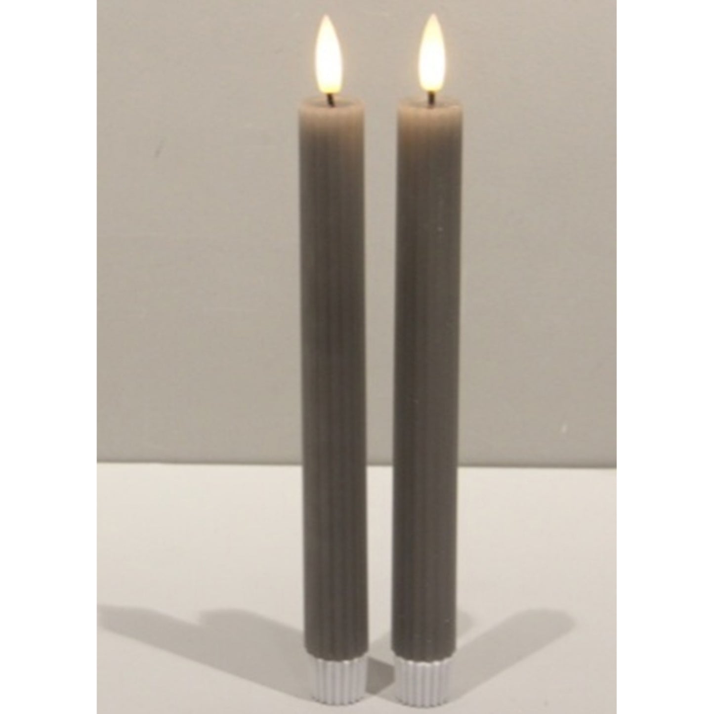 Luxe Collection Natural Glow Grey  Ribbed Taper Candles