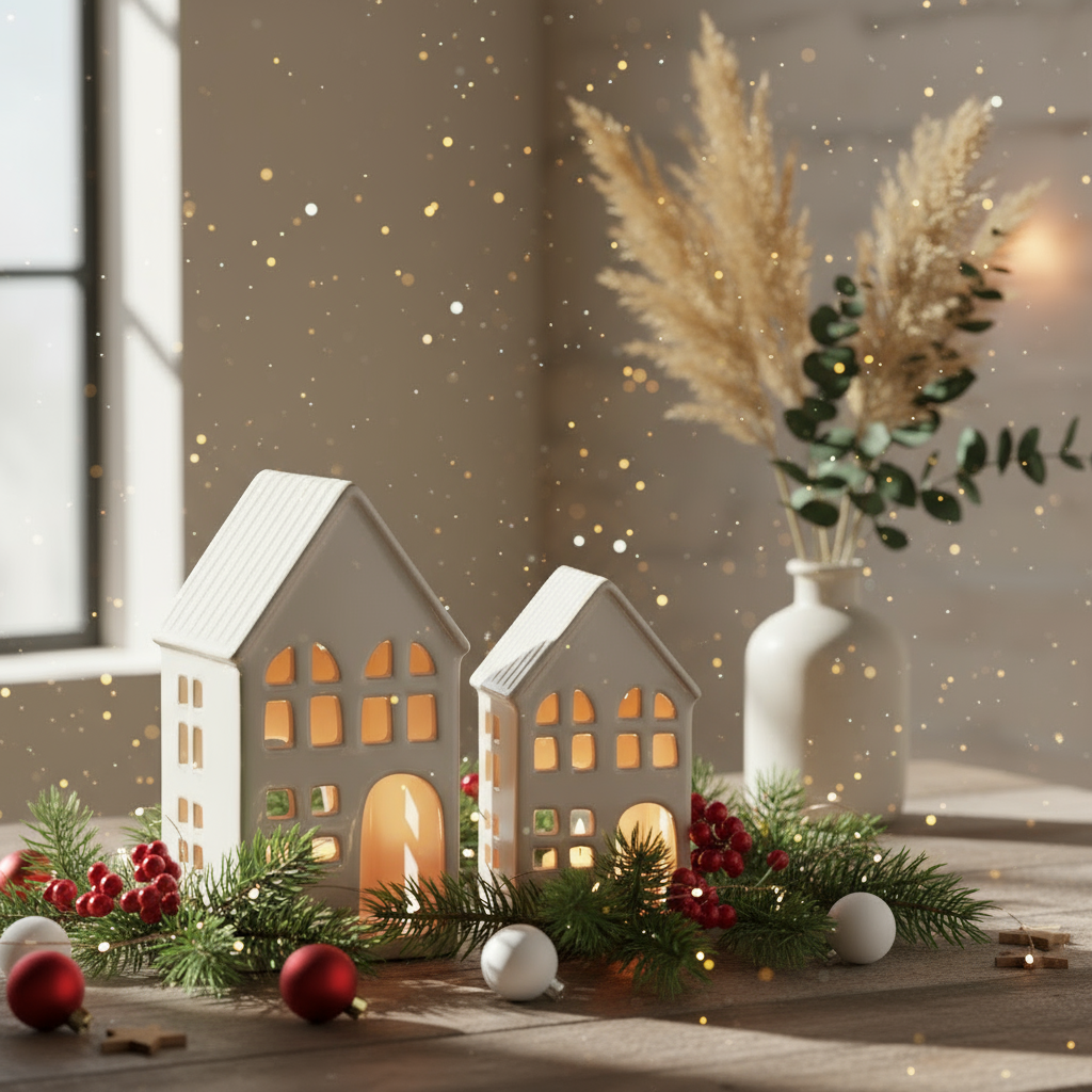 White Ceramic House Tea Light Holder