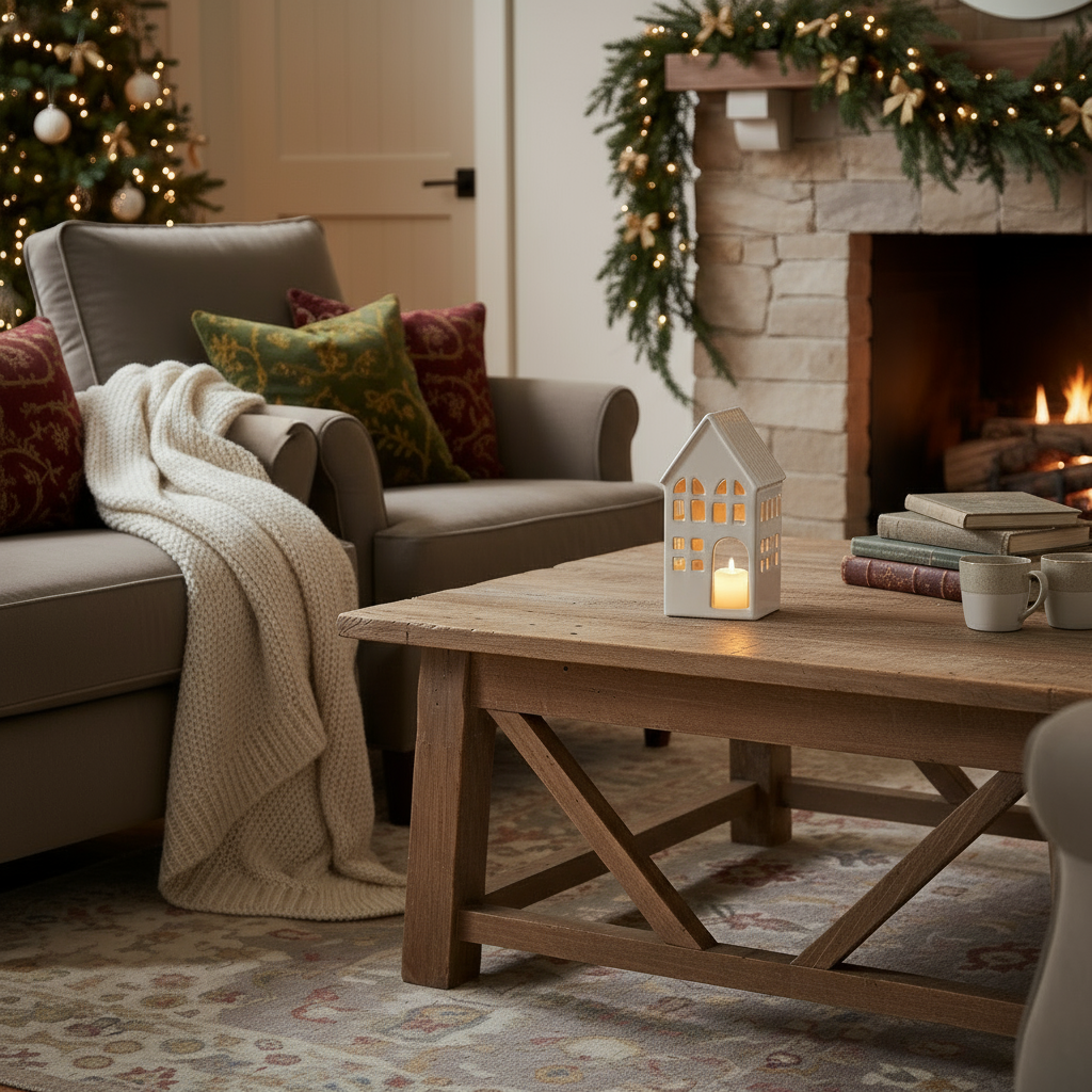 White Ceramic House Tea Light Holder