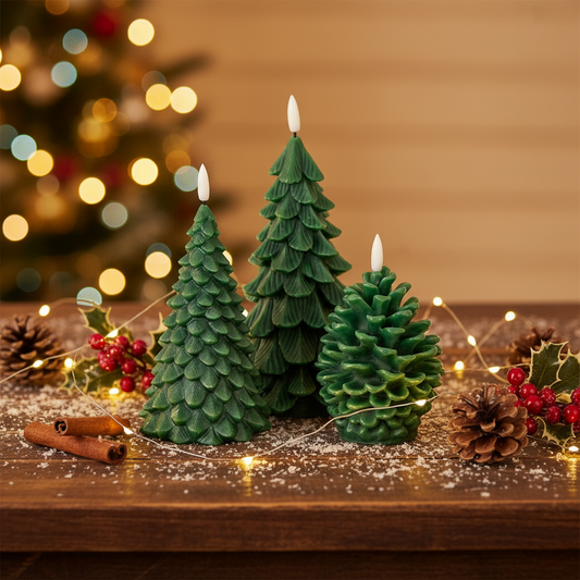 Luxe Collection Natural Glow Green Large Tree LED Wax Candle