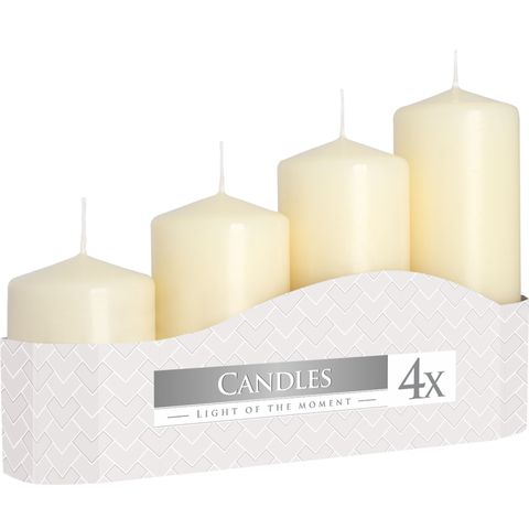 Set of 4 Pillar Candles 50mm (11 16 22 33H) - Ivory