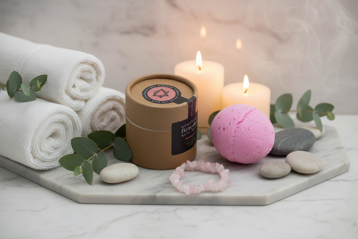 Rose Quartz Gem Bracelet Bath Bomb