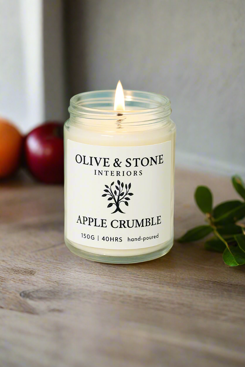 Olive & Stone | Natural Soy Wax Candle - Clear Glass