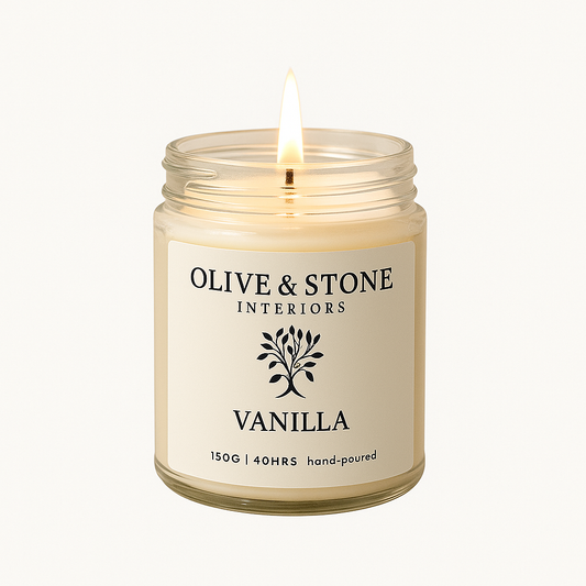 Olive & Stone | Natural Soy Wax Candle - Clear Glass