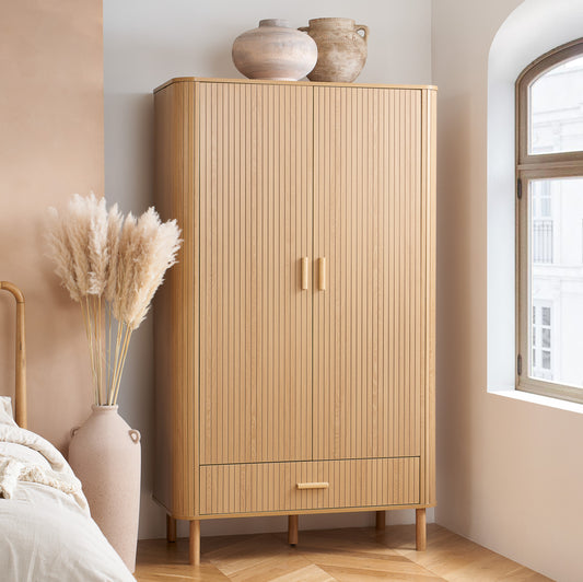 Axel 2 Door 1 Drawer Fluted Wardrobe